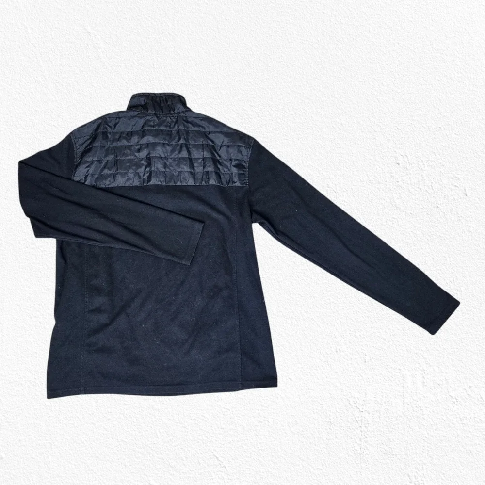 Eddie Bauer Black Quilted Shoulder Panels 1/4 Zip Pullover Size Large Tall